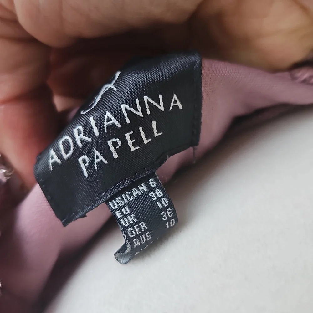 Adrianna Papell Pink Ruched Embroidered Lined Dress - Picture 6 of 7